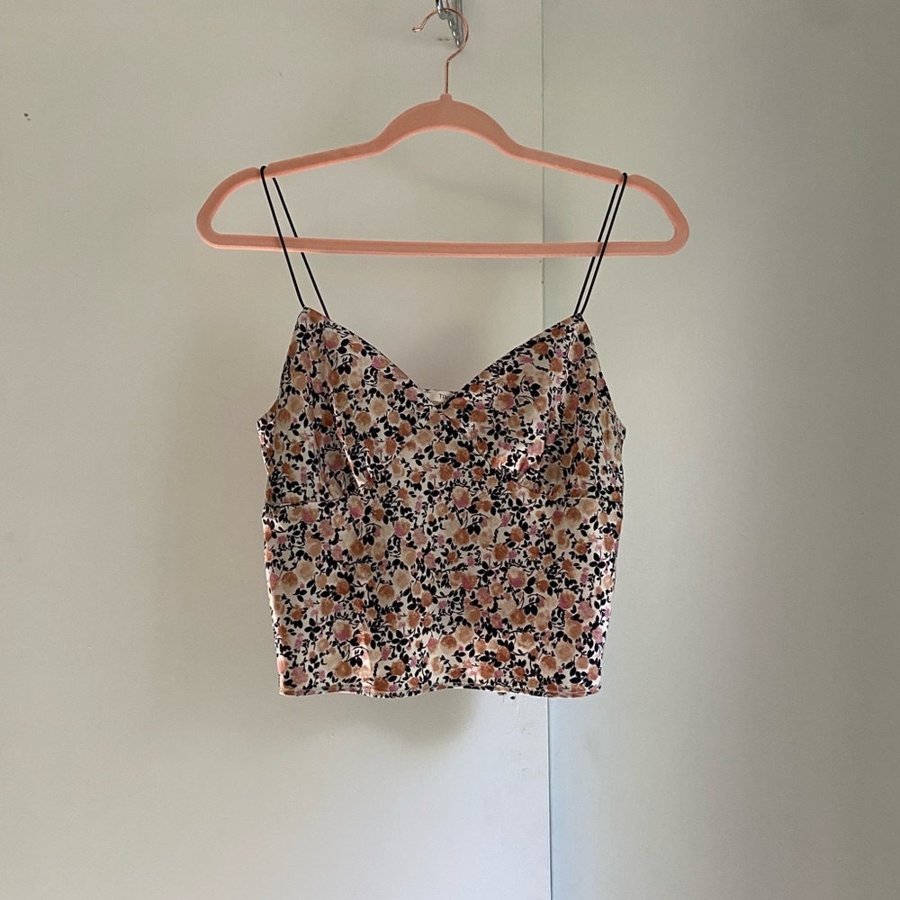 Timing Floral Print Cami Top - Black and Pink